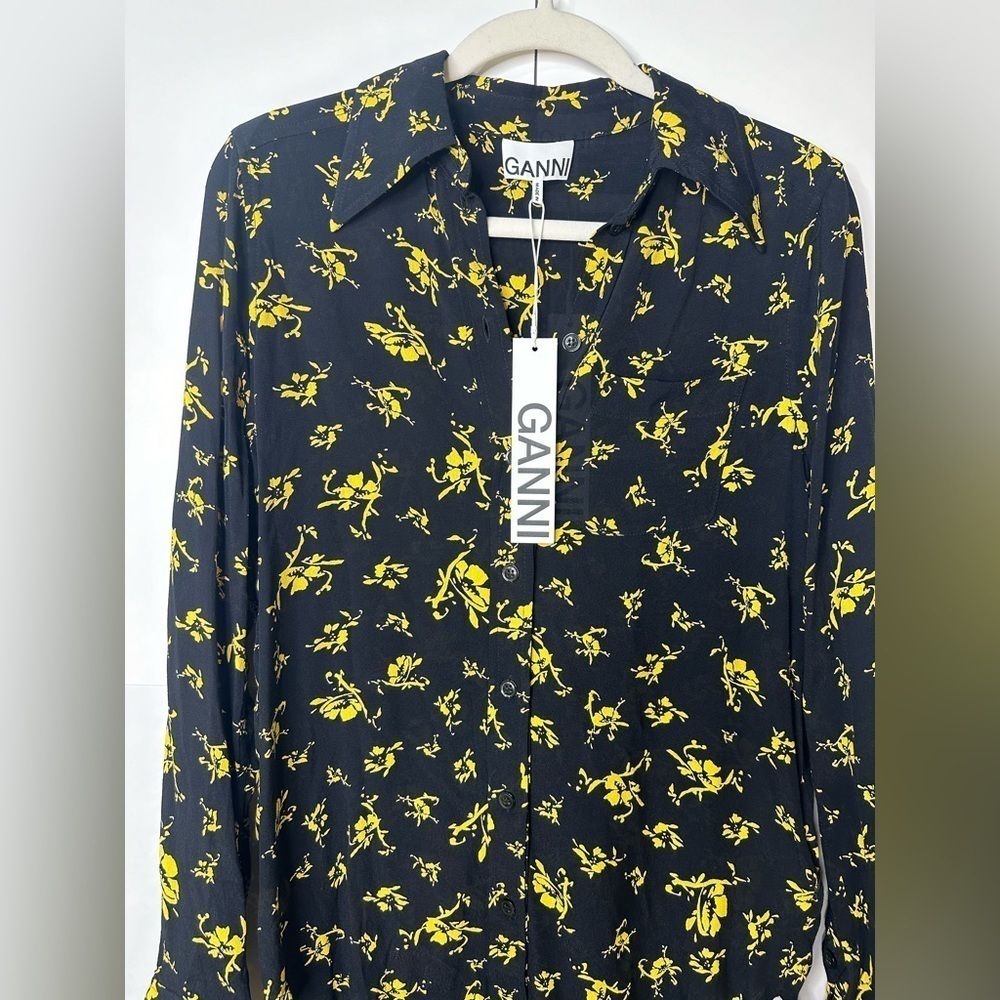 GANNI Floral Crepe Shirt - Picture 2 of 8